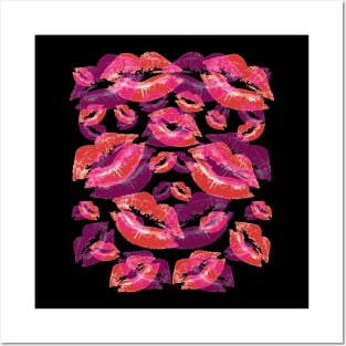 Cover Me In Lipstick Kisses Red and Purple Lipstick Posters and Art